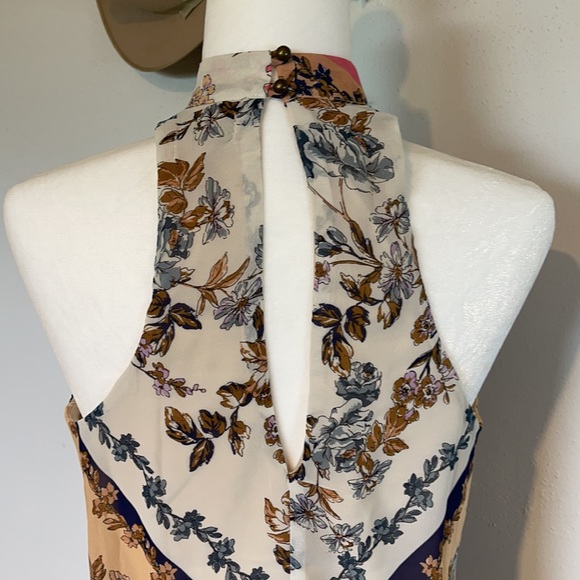 Lots of Love by Speechless-Earthy Floral Halter Boho Sleeveless Mini Dress Sz Sm - Picture 10 of 16